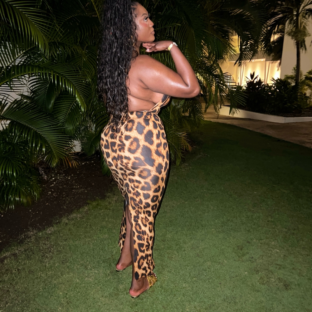 Fashion Nova Leopard Print Backless Dress - Picture 2 of 3